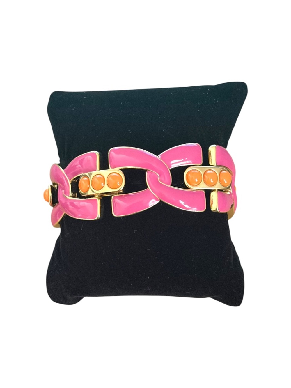 Banana Republic Pink & Orange Enamel Gold Tone Link Bracelet